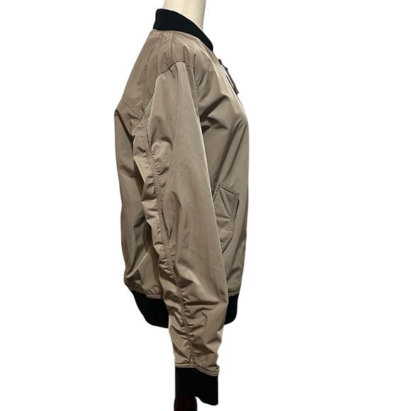 Hollister Classic Bomber Jacket Water Resistant Tan Black Zip Front Men’s sz M - Picture 5 of 16